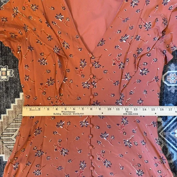 Madewell Women’s Flutter-Sleeve Button Down Dress in Ginger Floral Size 10 - Picture 14 of 16